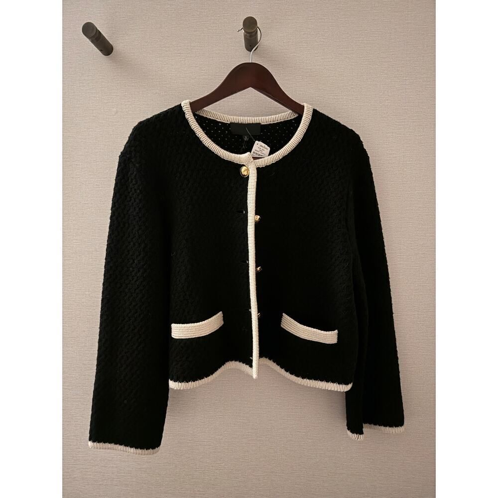 NILI LOTAN Perah wool jacket Dark Navy/Ivory size Large - Picture 7 of 13